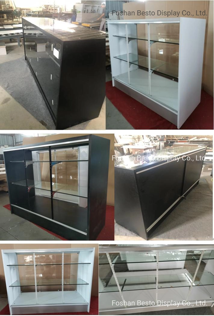 4 Feet White Display Case with Full Vision Design Made of Melamine MDF and Temper Glass for Vape Store, Smoke Shop, Cigarette Store, Electronics Store.